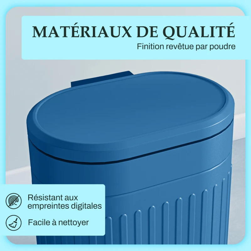 HOMCOM Poubelle de cuisine poubelle à pédale 20L couvercle à fermeture douce seau intérieur amovible 36,5 x 31,2 x 45 cm bleu