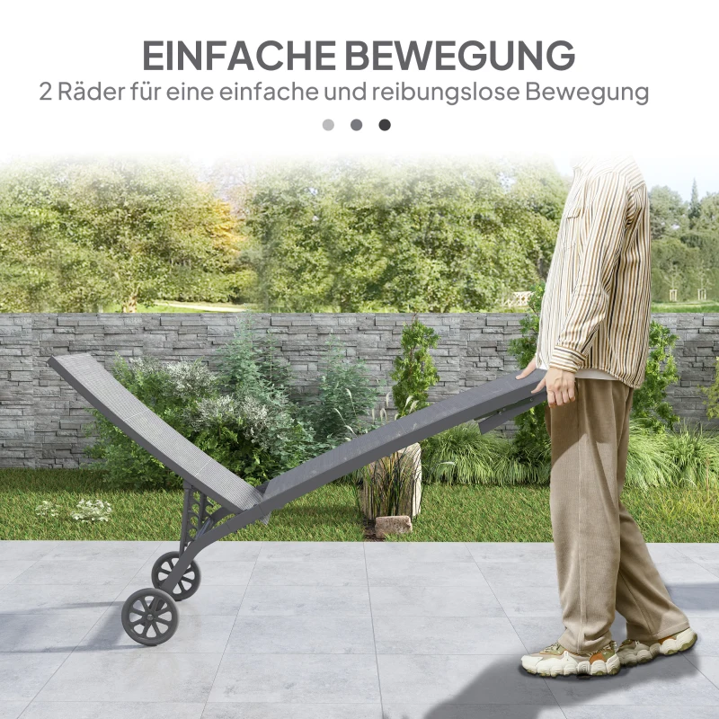 Outsunny Sonnenliege, 5-stufig verstellbare Rücklehne, atmungsaktiver Stoff, Aluminiumrahmen, Dunkelgrau, 195 x 66 x 34 cm