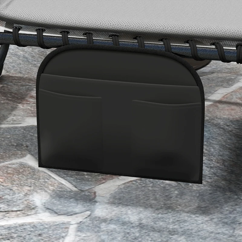 Outsunny Set of Two Reclining Sun Loungers - Light Grey