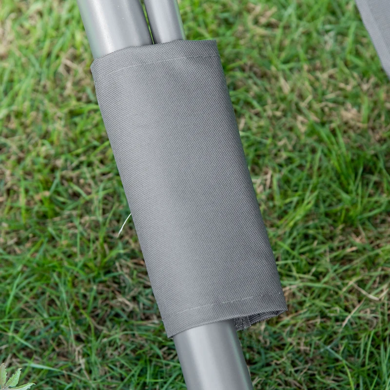 Outsunny Tumbona Doble con Toldo Ajustable Tumbona de Jardín para 2 Personas con Cojines y 2 Ruedas 200x175x134 cm Gris