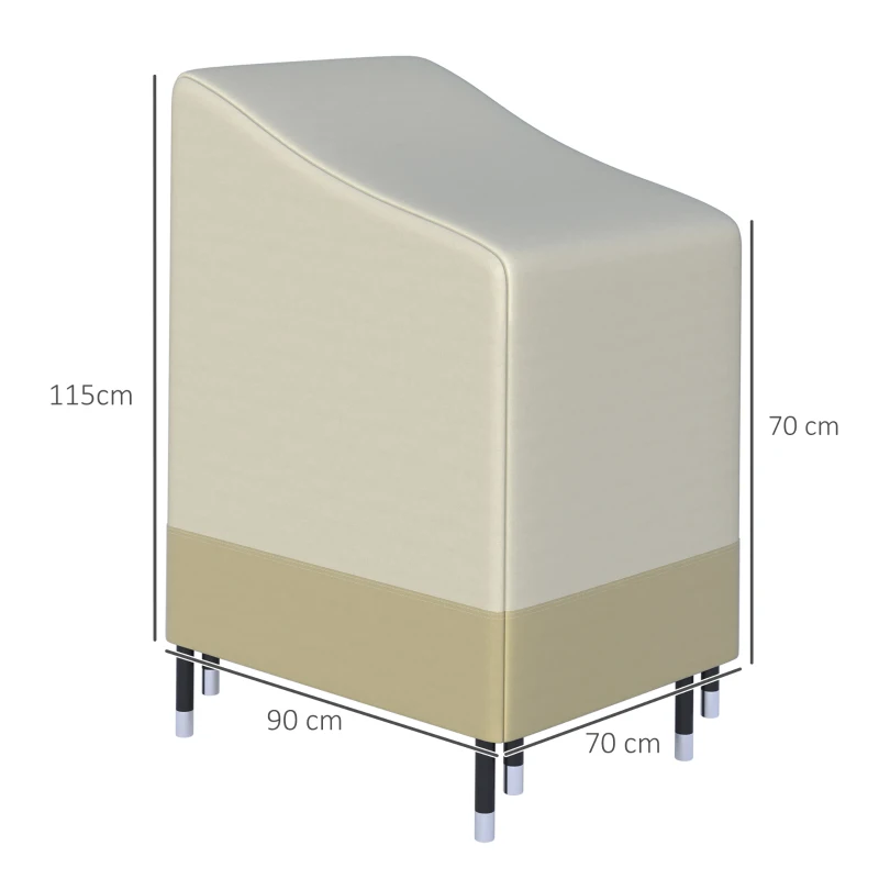 Outsunny Funda para Sillas Apilables 90x70x115 cm Impermeable de Tela Oxford 600D Anti-UV Beige y Café