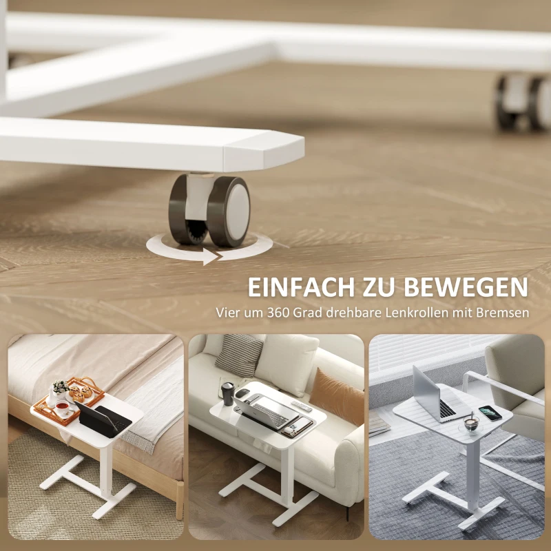 HOMCOM Stehpult Höhenverstellbar inkl. 4 Rollen C-Form 65 cm x 48 cm x 73-110 cm Weiß(m-6)