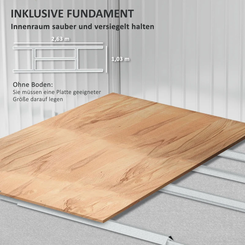 Outsunny Metalen tuinschuur met schuifdeuren en ventilatieramen, 277 x 195 x 192 cm, lichtgrijs