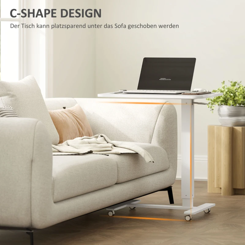 HOMCOM Stehpult Höhenverstellbar inkl. 4 Rollen C-Form 65 cm x 48 cm x 73-110 cm Weiß(m-5)
