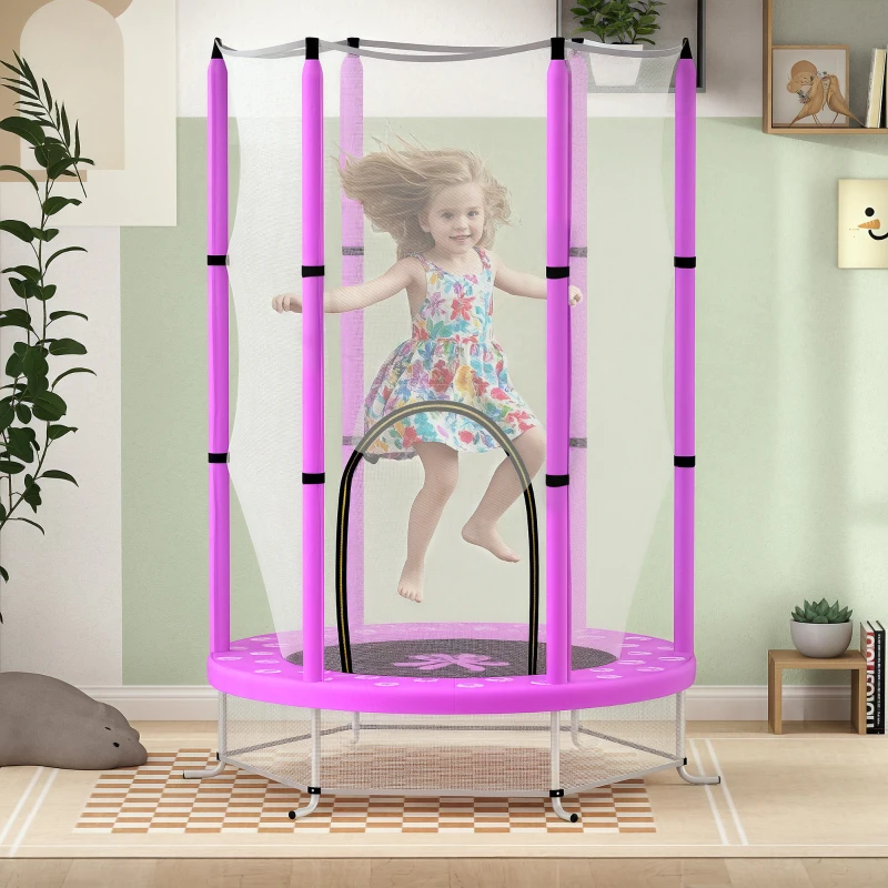 AIYAPLAY Kindertrampoline met Veiligheidsnet, voor Binnen en Buiten, 3-6 Jaar, Paars