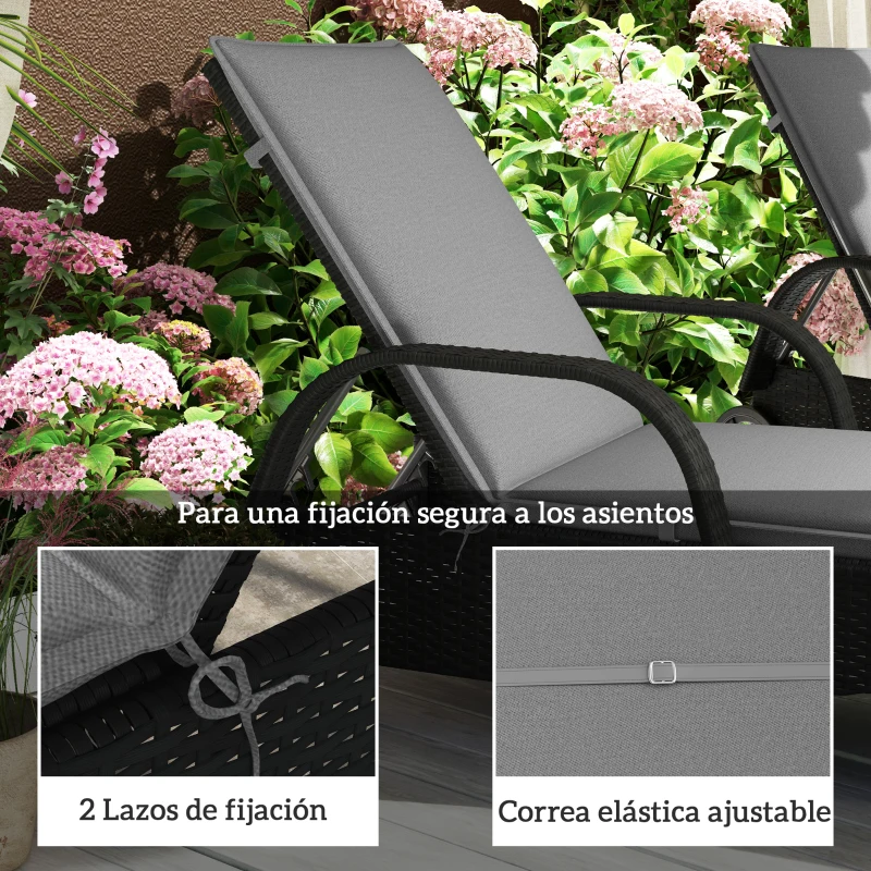 Outsunny 2 Cojines para Tumbonas de Jardín con Protección UV Resistentes a Salpicaduras 193x58x6 cm Gris