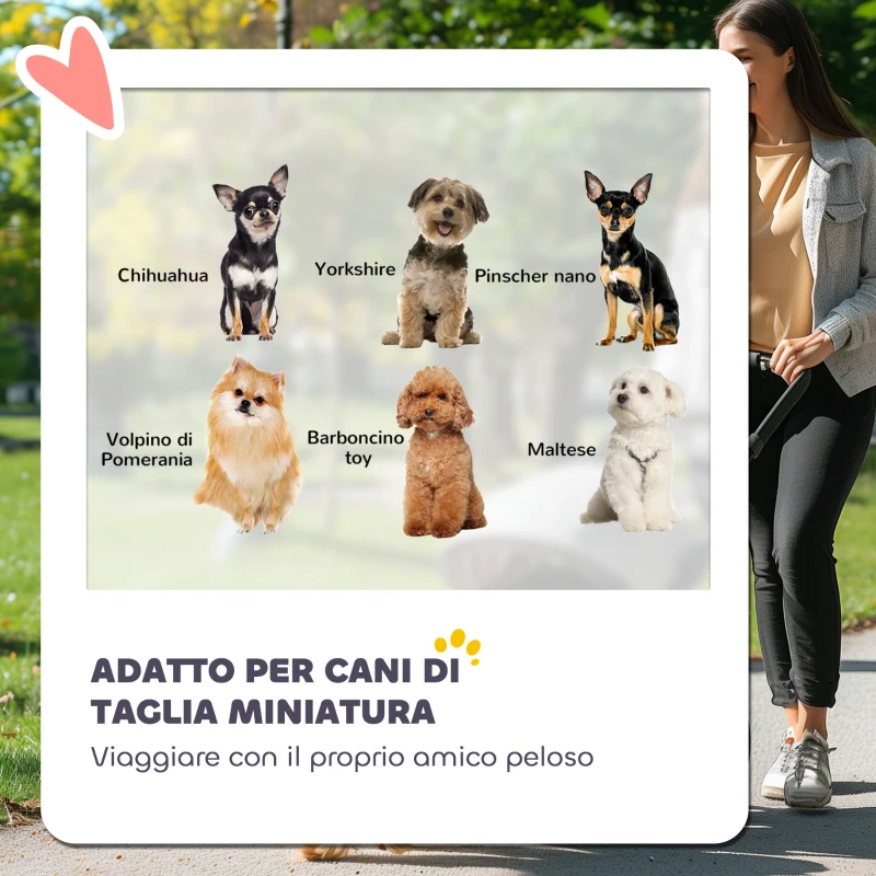 PawHut Passeggino per Cani con 2 Finestre a Rete, in Acciaio e Tessuto Oxford, 76x44x103 cm, Nero e Grigio Chiaro