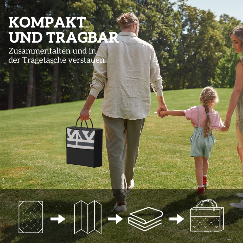 Outsunny Outdoor Tapijt Stevig Weerbestendig, Carpet met Boho-Stijl, Buitentapijt voor Woonkamer Balkon