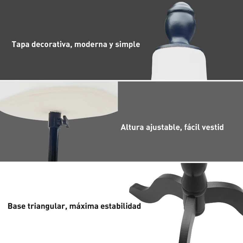 HOMCOM Maniquí Mujer Ajustable a 130-168 cm con Trípode de Madera 50 Alfileres de Colores para Fotografía de Moda Blanco