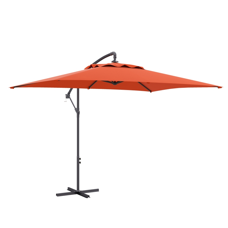 Outsunny 3(m) Cantilever Overhanging Parasol, with Cross Base - Orange