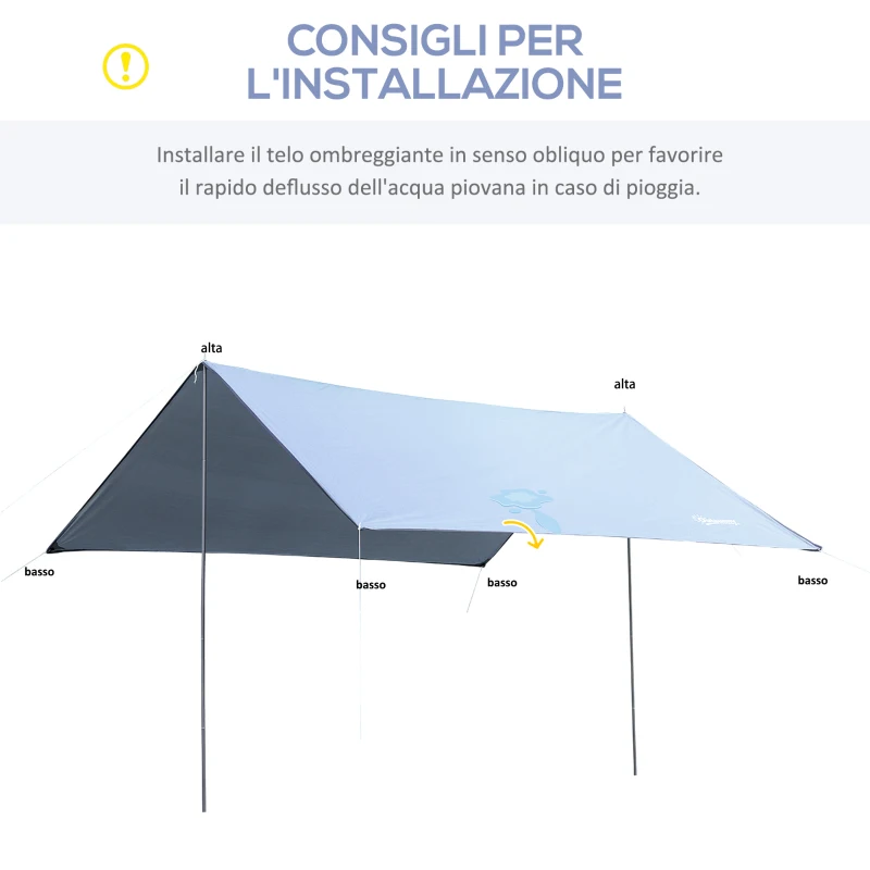 Outsunny Tenda da Sole Portatile 3x3 m, Tendalino Parasole Impermeabile per Campeggio, e Spiaggia, Bianco