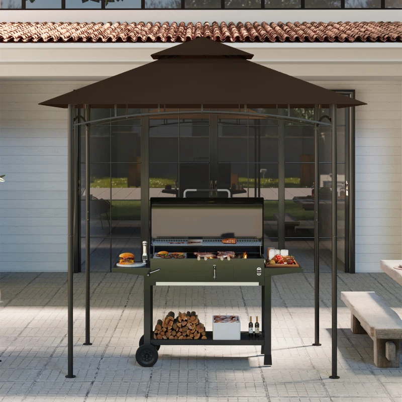 Outsunny Zamienna plandeka do pawilonu ogrodowego, plandeka na pawilon grillowy dla konstrukcji 152 x 244 cm, ochrona UPF50+, Poliester, Kawa