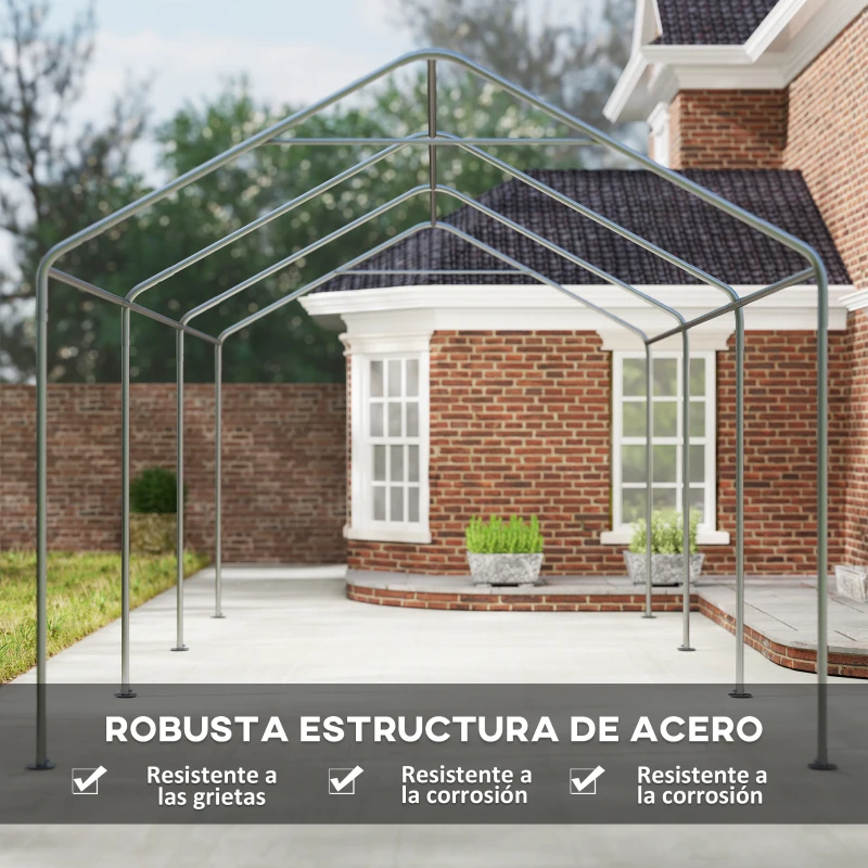 Outsunny Cobertizo Portátil de Exterior 6x3 m con Tejido PE Resistente Estructura de Acero y Paredes Desmontables Gris Oscuro