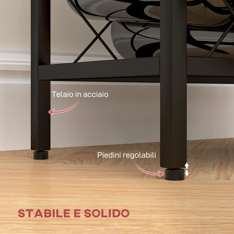 HOMCOM Portabottiglie Vini per 10 Bottiglie in Acciaio Nero con Piano d'Appoggio in Vetro Temperato, 41x22x41 cm