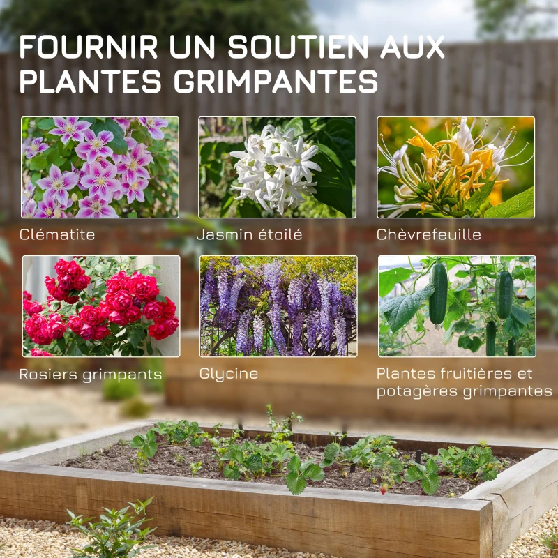 Outsunny Treillis de jardin lot de 2 support pour plantes grimpantes en métal - 51 x 120 cm noir