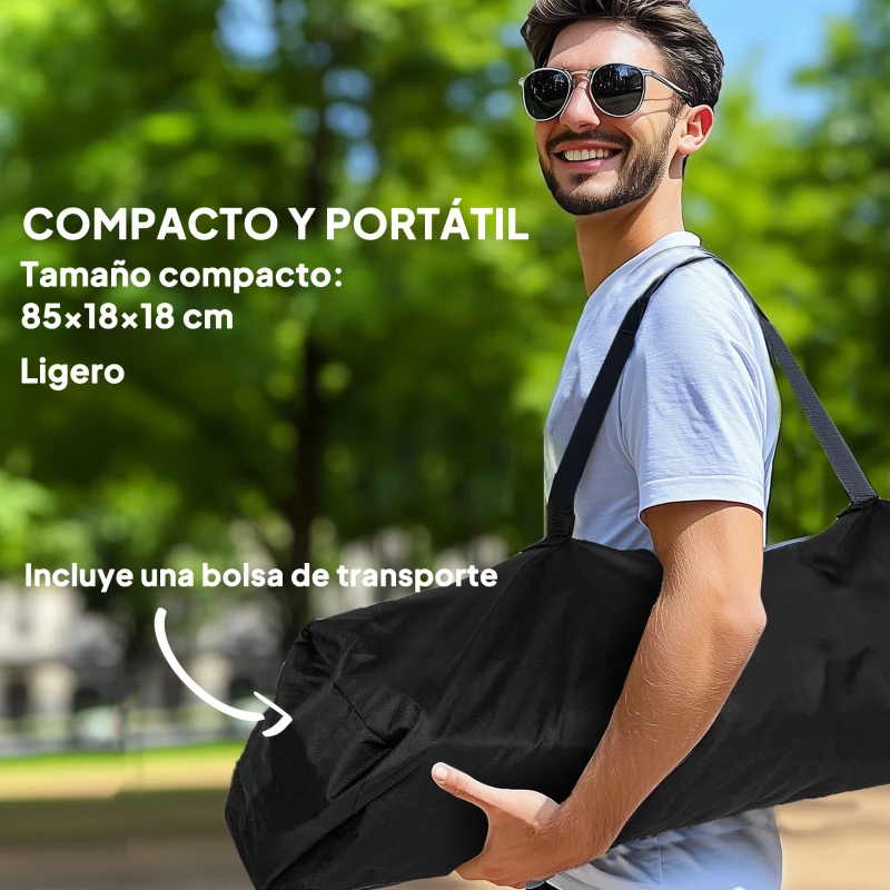 Outsunny 2 Mecedora Jardín Exterior con Reposapiés Reposacabezas Portavasos Bolsillos y Bolsa de Transporte Carga 120 kg Negro