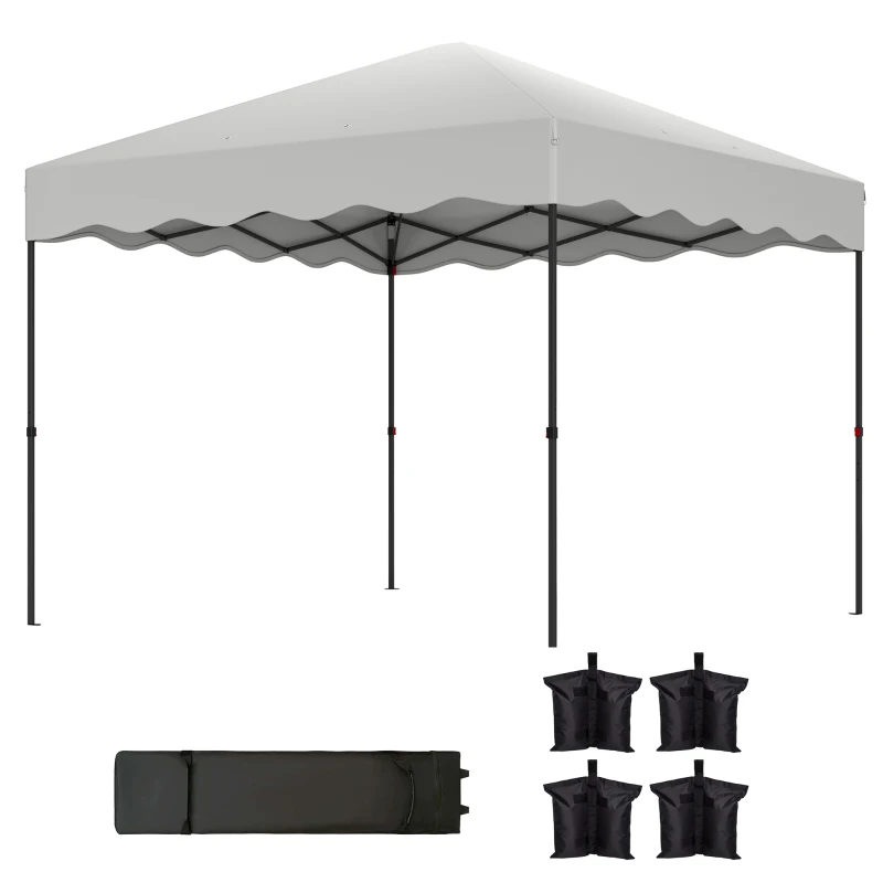 Outsunny Carpa Plegable 3x3m con Protección UV Altura Ajustable y Bolsa con Ruedas para 6-9 Personas Blanco