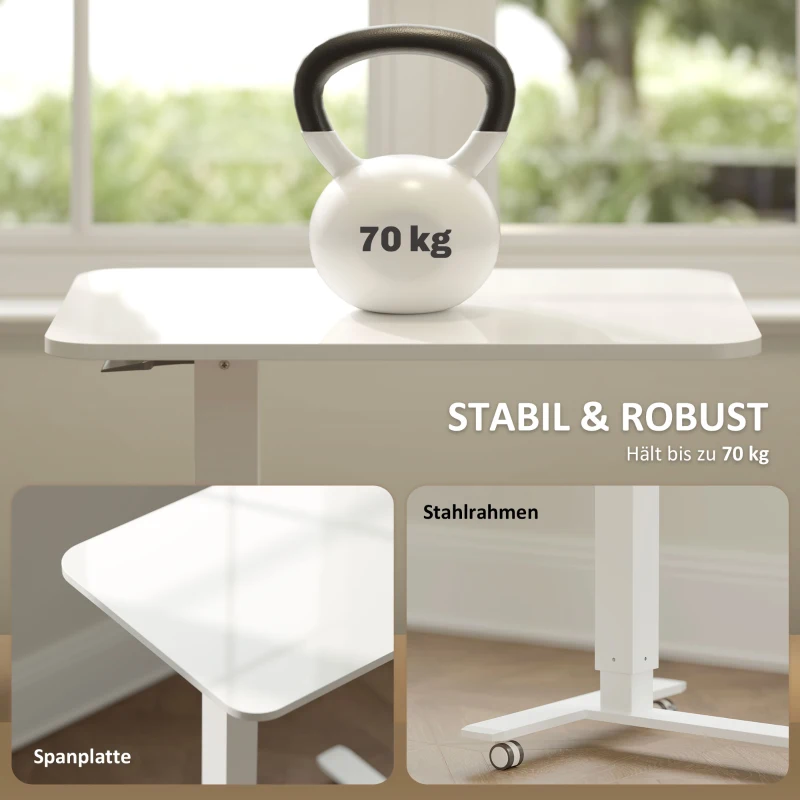 HOMCOM Stehpult Höhenverstellbar inkl. 4 Rollen C-Form 65 cm x 48 cm x 73-110 cm Weiß(m-7)