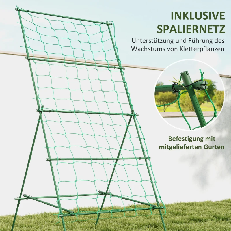 Outsunny Rankgitter aus Stahl zum Stecken rostfrei Rankhilfe in A-Form für Kletterpflanzen 101x133x227 cm Grün