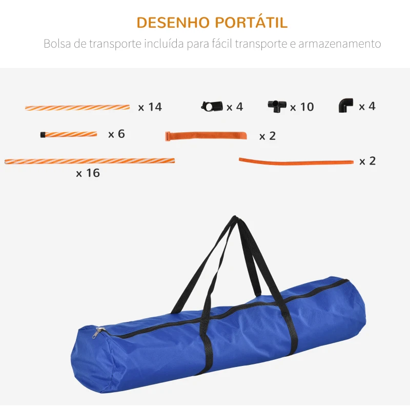 PawHut Conjunto de Treino de Agilidade para Cães de 4 Peças Kit Treino Agility para Cães com Slalom Área de Pausa Barreiras e Anel de Salto Laranja