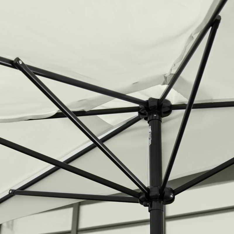 Outsunny Parasol para Pared 230x130x249 cm Sombrilla Rectangular con Manivela Protección UV Impermeable Crema