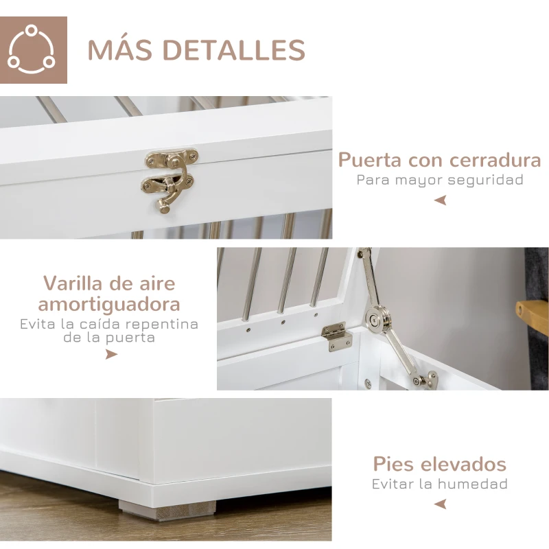 PawHut Jaula para Perros Medianos con 2 Puertas con Pestillo Estructura de Acero Inoxidable 80x50x56,5 cm Blanco