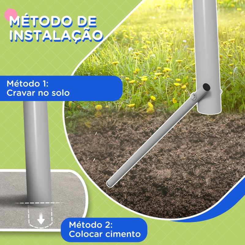 Outsunny Baloiço para Crianças Baloiço Jardim com 1 Baloiço Simples 1 Planador e Anti-UV 255x160x180 cm Cinza e Verde