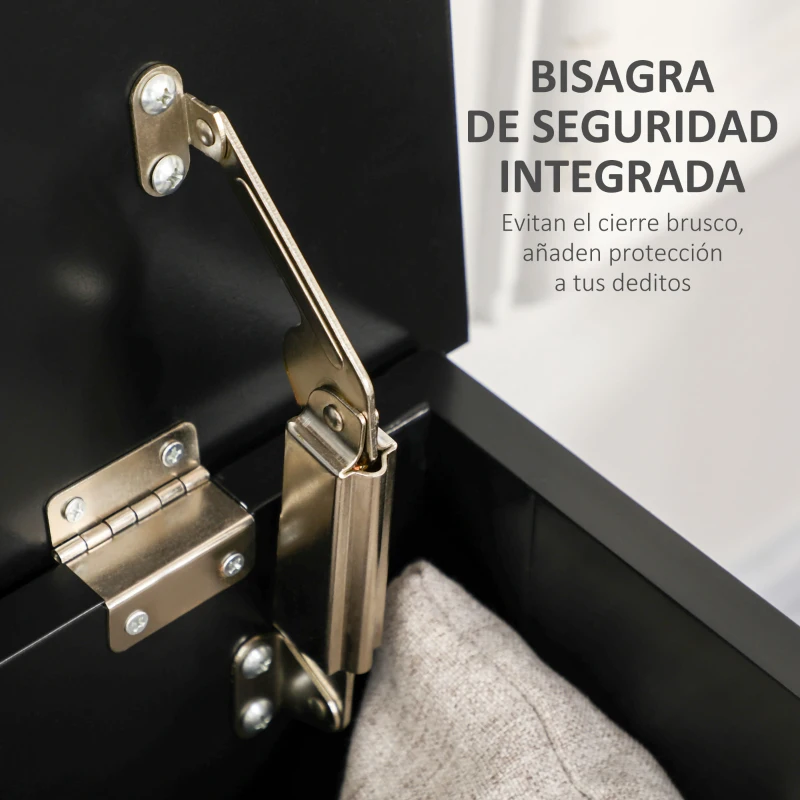 HOMCOM Baúl de Almacenaje con Tapa Baúl de Almacenaje Versátil con Bisagra de Seguridad para Pasillo Salón 81x40x46 cm Negro