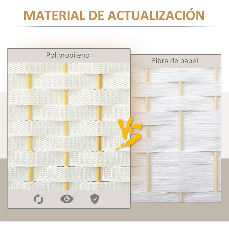 HOMCOM Biombo Separador de Ambientes de 4 Paneles Biombo Plegable 160x170 cm para Salón Dormitorio Oficina Blanco