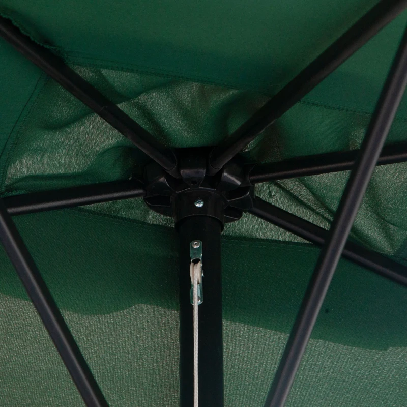 Outsunny Parasol para Pared 230x130x245 cm Media Sombrilla con Manivela Protección UV 30+ Impermeable Verde