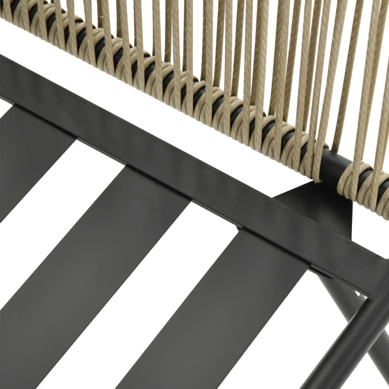 Outsunny Set da Esterno con Tavolino in Vetro e 2 Sedie da Giardino in Rattan Stile Boho, Caffè