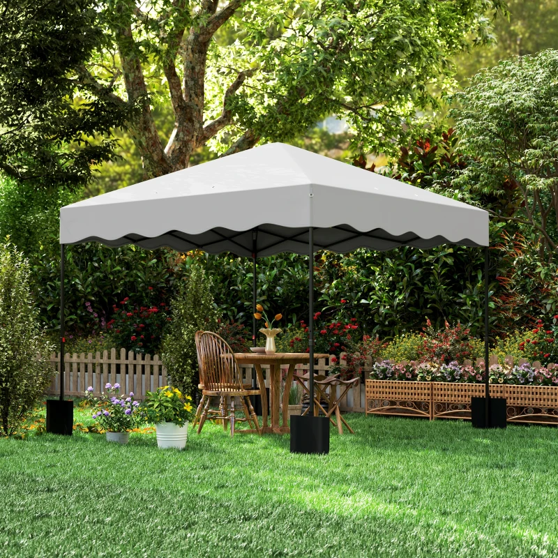 Outsunny Carpa Plegable 3x3m con Protección UV Altura Ajustable y Bolsa con Ruedas para 6-9 Personas Blanco
