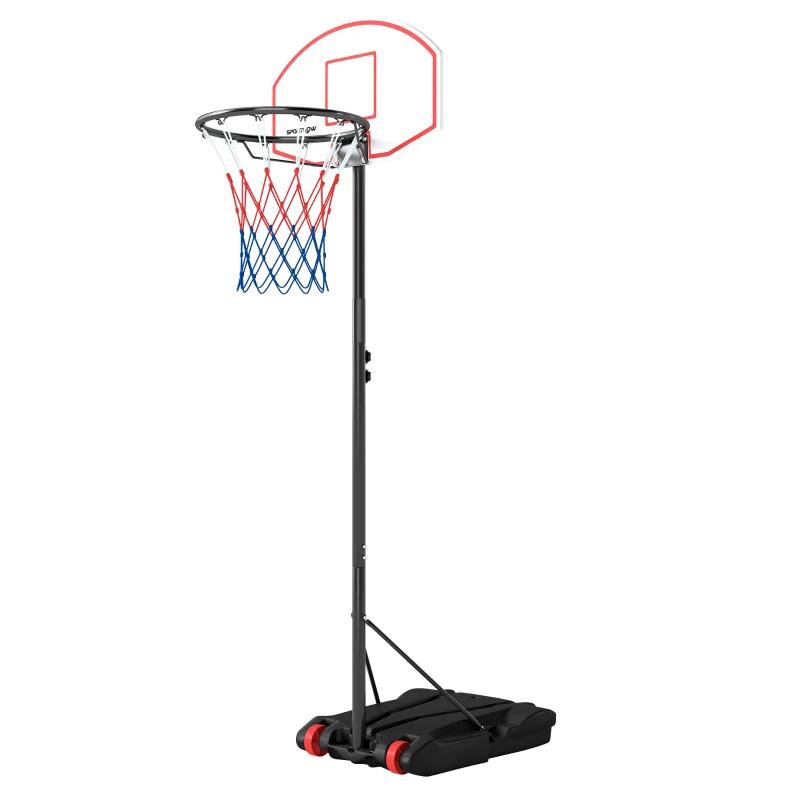 SPORTNOW Canasta de Baloncesto con Tablero de Dardos Altura Ajustable Base Rellenable y Ruedas 74x55x210-247 cm Negro