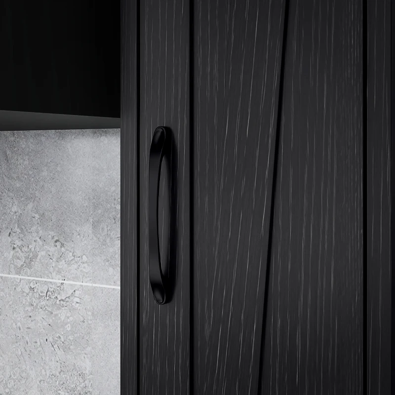 HOMCOM Columna de Baño con 2 Puertas Compartimento Abierto Estantes Ajustables y Portarrollos 20x20x185 cm Negro