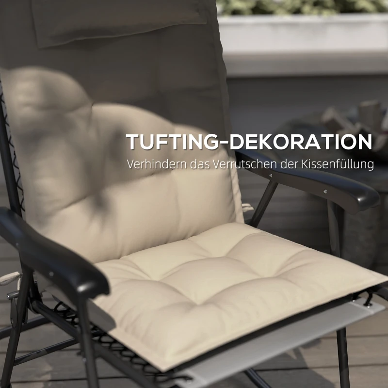 Outsunny 2er Set Auflage für Sonnenliege Wasserabweisend Liegenauflage für Gartenliege Polsterauflage 50x116x5 cm, Beige