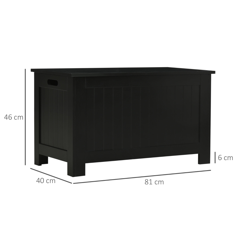 HOMCOM Baúl de Almacenaje con Tapa Baúl de Almacenaje Versátil con Bisagra de Seguridad para Pasillo Salón 81x40x46 cm Negro