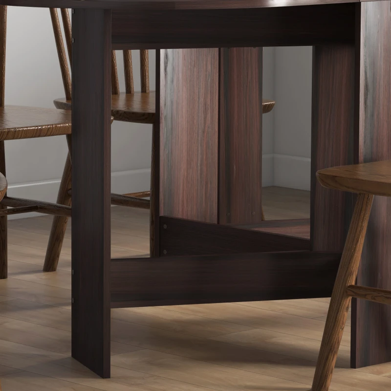 HOMCOM Folding Dining Table, Drop Leaf Table for Small Spaces, Oval Tabletop for Dining Room, Chocolate Wood Effect