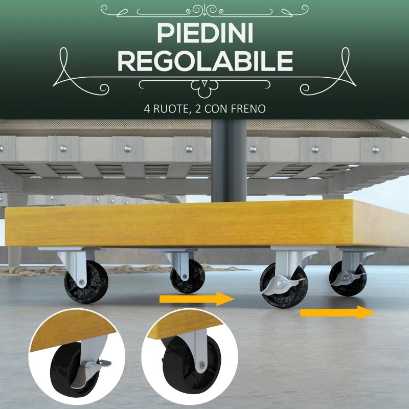 Outsunny Base per Ombrellone da 25kg in Metallo e Cemento con Ruote ed Effetto Legno, 45x45x36.5cm, Giallo