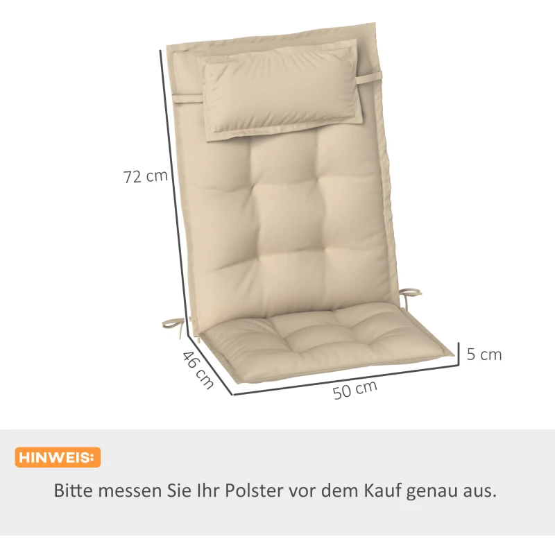 Outsunny 2er Set Auflage für Sonnenliege Wasserabweisend Liegenauflage für Gartenliege Polsterauflage 50x116x5 cm, Beige