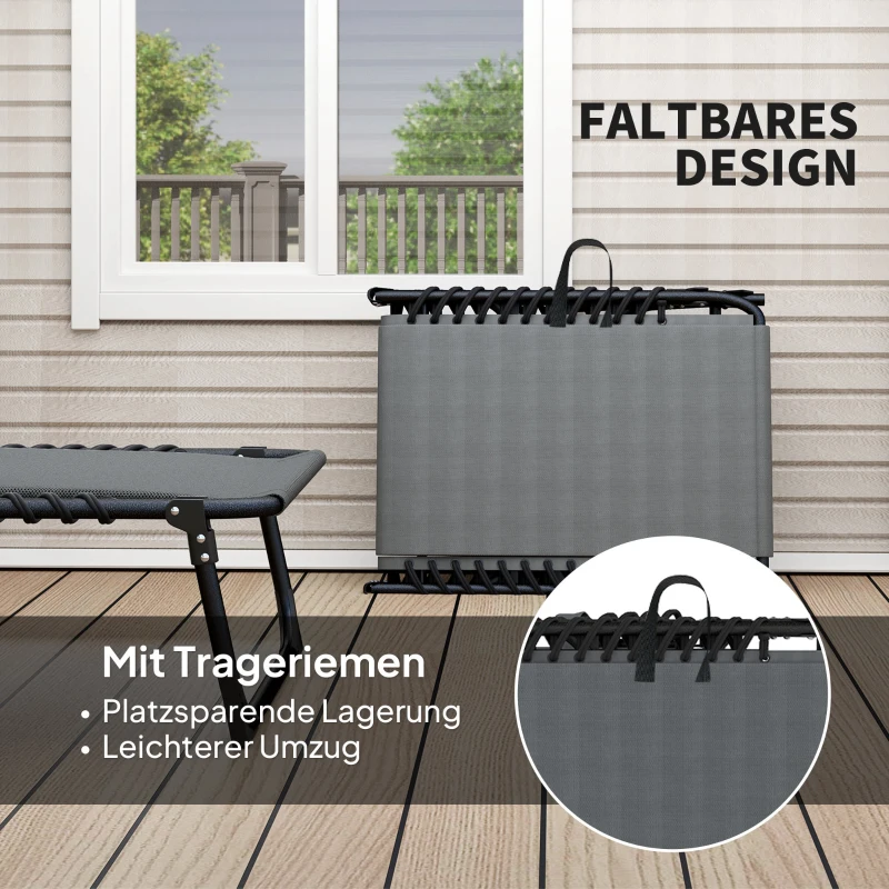 Outsunny Ligstoel, Zonneligstoel met Polstering en Zijtas, Tuinligstoel, Zwembad-Liege, Gepolsterde Ligbed, Grijs