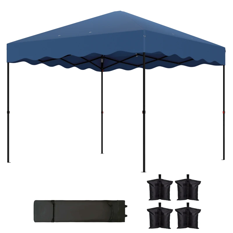 Outsunny Carpa Plegable 3x3m con Protección UV Altura Ajustable y Bolsa con Ruedas para 6-9 Personas Azul Oscuro