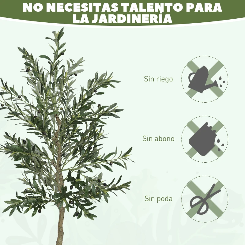 HOMCOM Planta Artificial Decorativa de 180cm Árbol de Olivo con 900 Hojas y 40 Aceitunas en Maceta para Interior Verde
