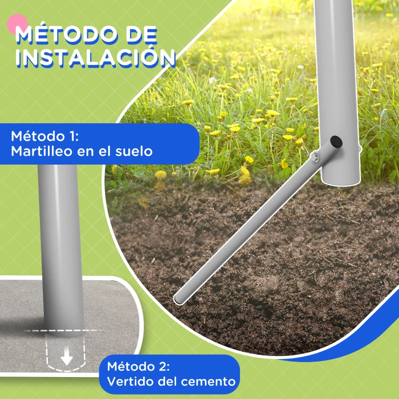 Outsunny Columpio para Niños Columpio Jardín Exterior con 1 Columpio Simple 1 Planeador y Anti-UV 255x160x180 cm Gris y Verde