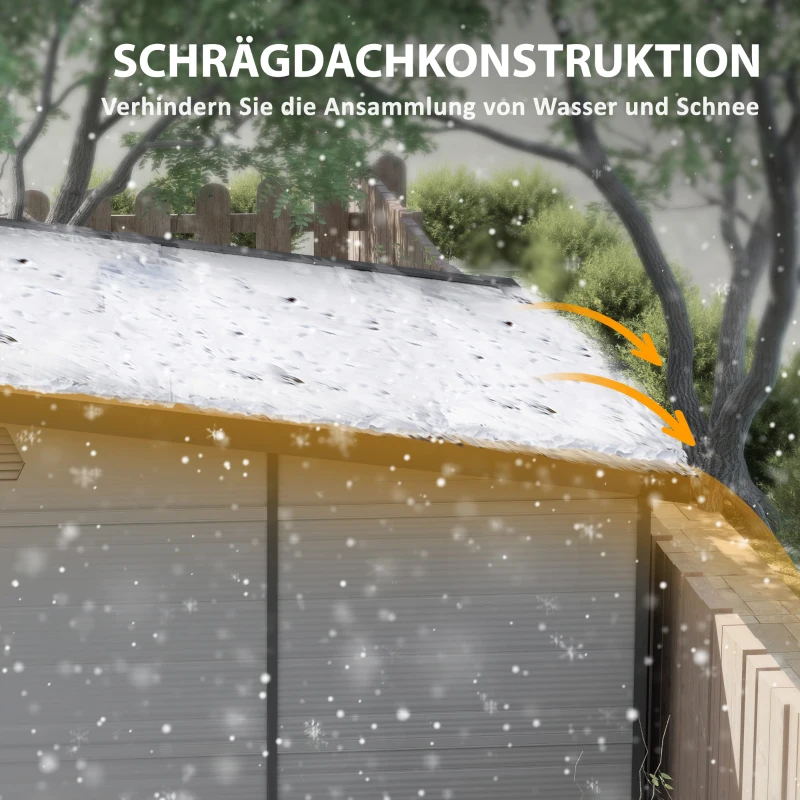 Outsunny 1,9 x 1,9 m Tuinschuur, Opslagschuur uit Kunststof, met Afsluitbare Deuren, 2 Ventilatieopeningen, Lichtgrijs