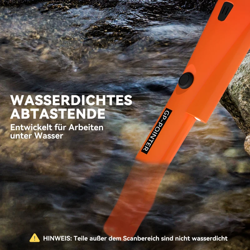 Outsunny Metaaldetector voor Volwassenen, Draagbaar Detectieapparaat met LED-indicator, Waterdicht Draadloos Metaaldetectieapparaat Oranje