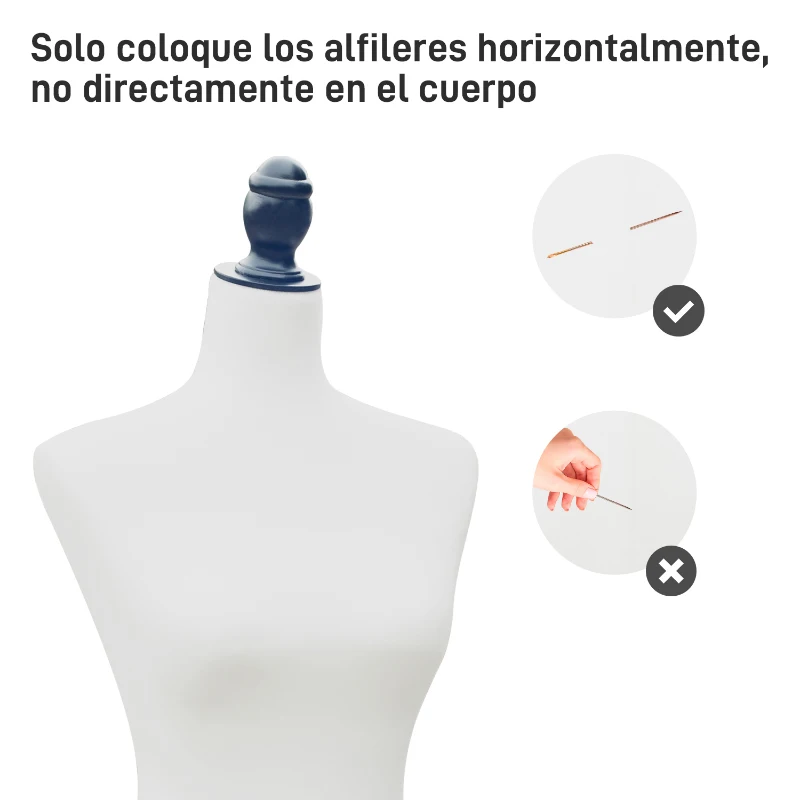 HOMCOM Maniquí Mujer Ajustable a 130-168 cm con Trípode de Madera 50 Alfileres de Colores para Fotografía de Moda Blanco