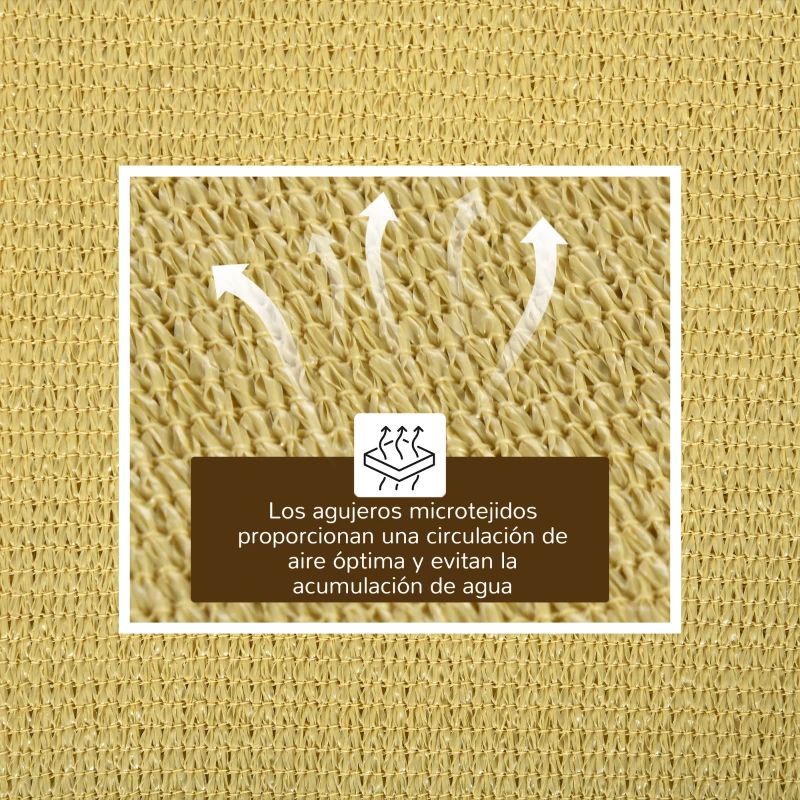 Outsunny Toldo de Terraza Rectangular 6x4 m con Protección Rayos UV Anillas de Acero Inoxidable y Cuerdas para Jardín Patio Beige