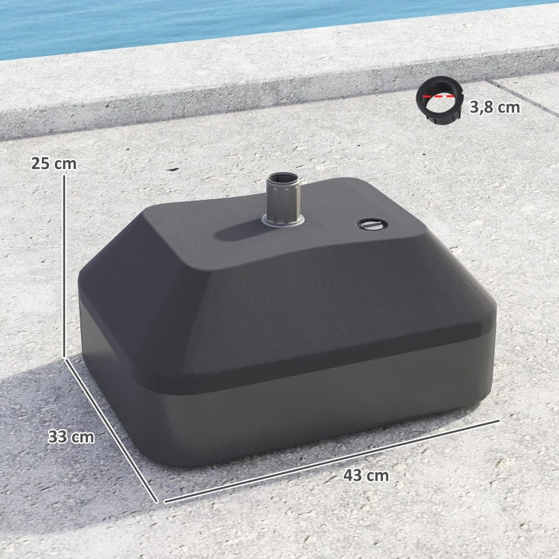 Outsunny Base Rellenable para Sombrilla de Jardín Resistente y Estable Compatible con Postes de 38 mm y Sombrillas de 2,5 m