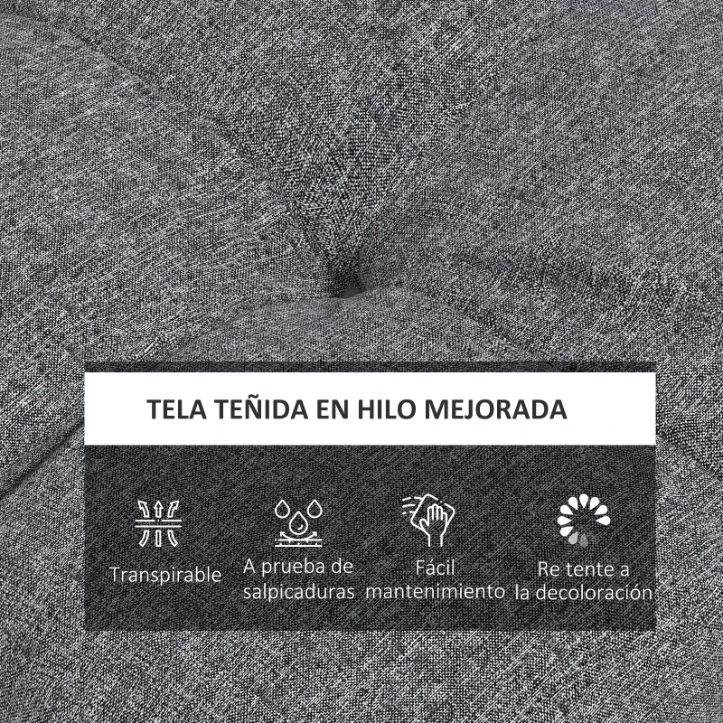 Outsunny Conjunto de Cojines para Sillas de Comedor y Jardín Impermeable y Anti-UV con 2 Cordones de Fijación 48x48x10 cm Gris