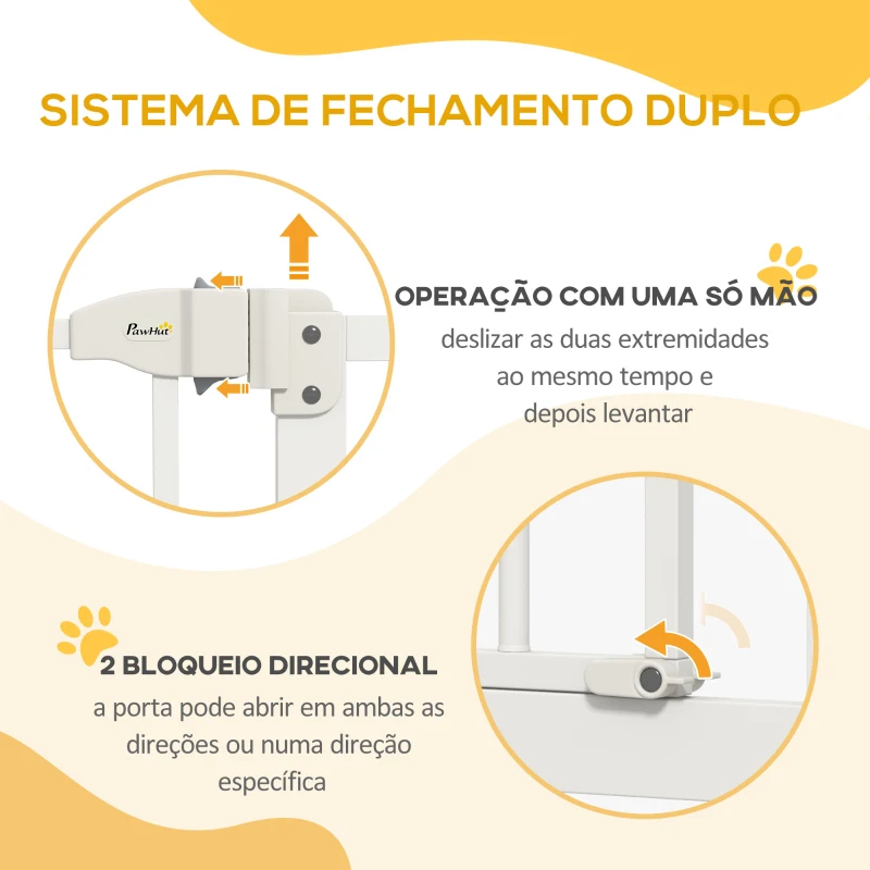 PawHut Barreira de Segurança para Cães com Largura Ajustável 74-100 cm e Extensões para Escadas e Portas Branco